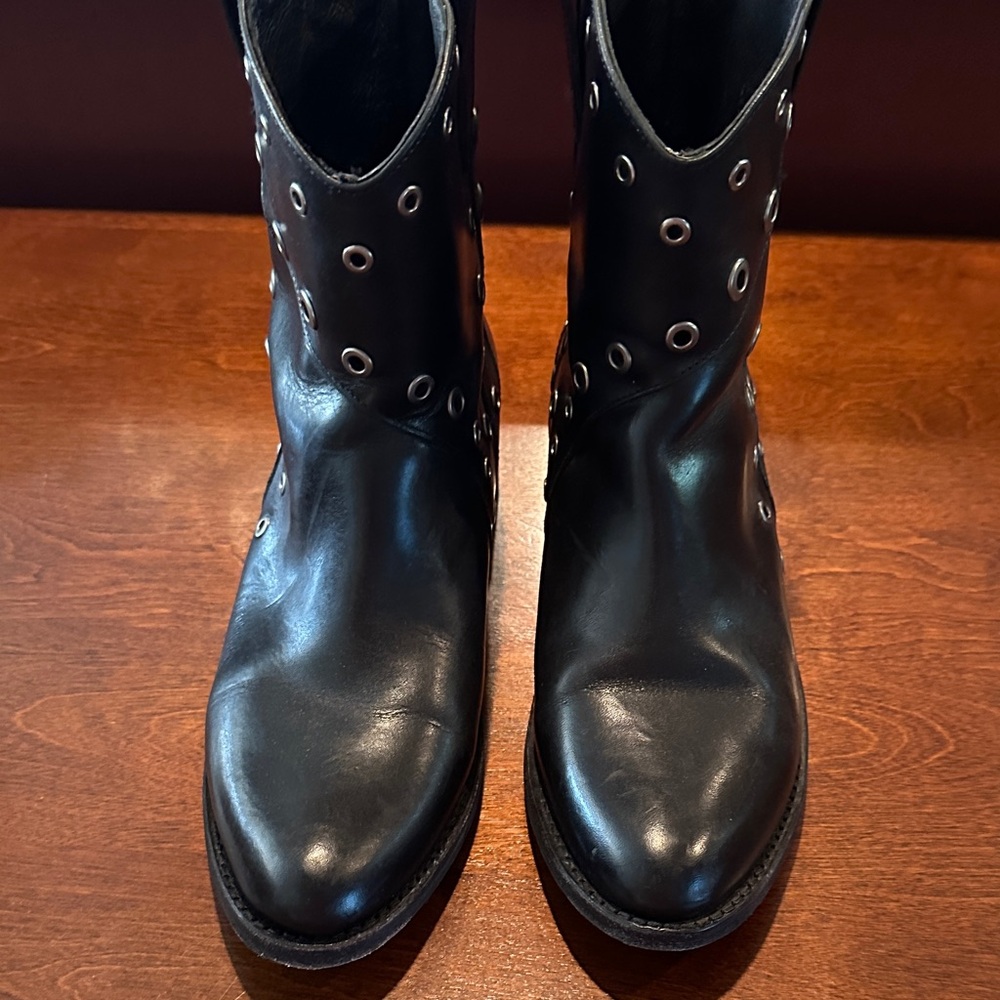Frye Black Studded Ankle Boots